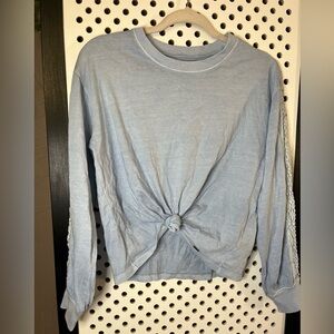 Hollister Light Blue Long Sleeve Knot Front Cotton Shirt Top